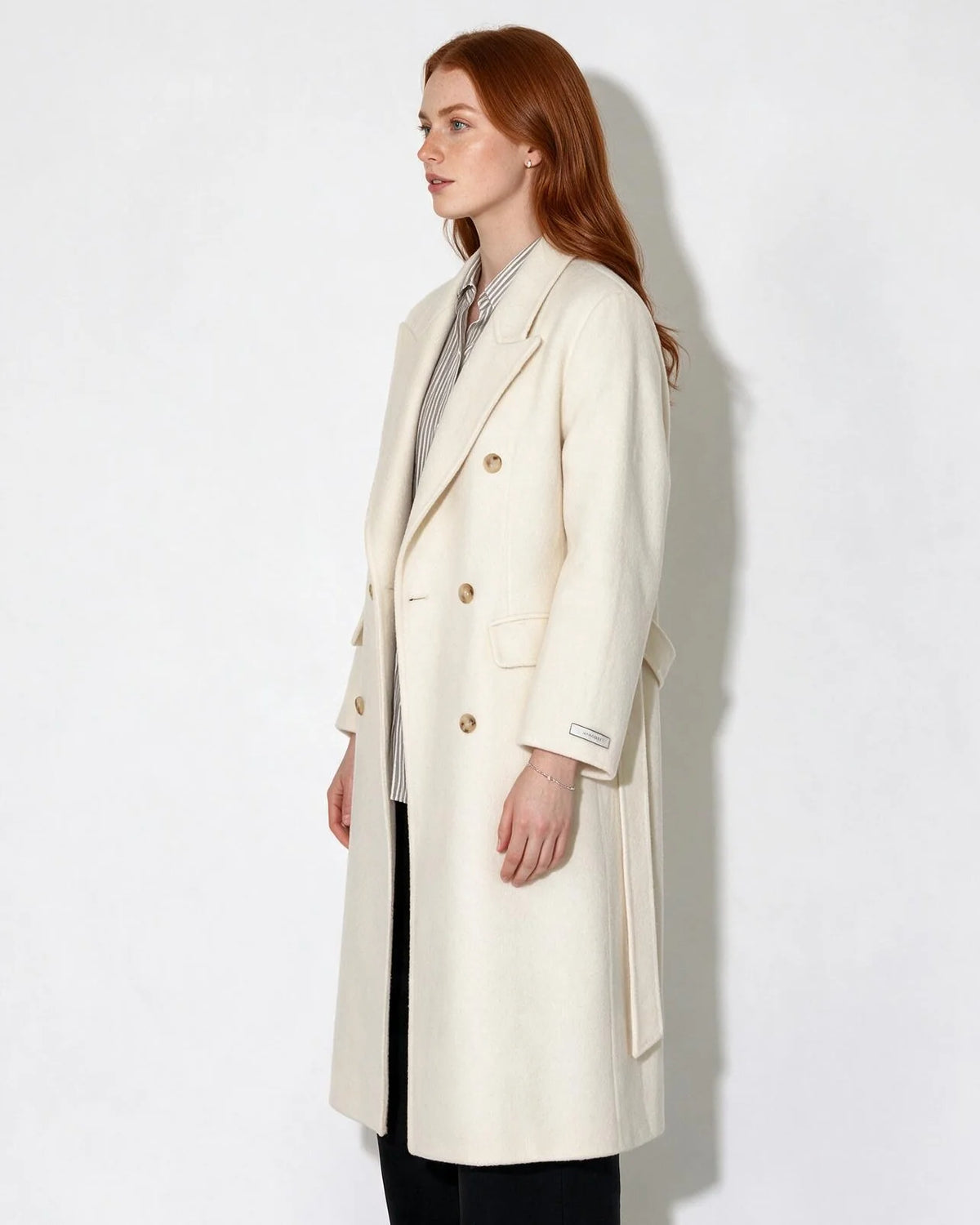 Wool Double-Breasted Tailored Coat Long Silhouette 1